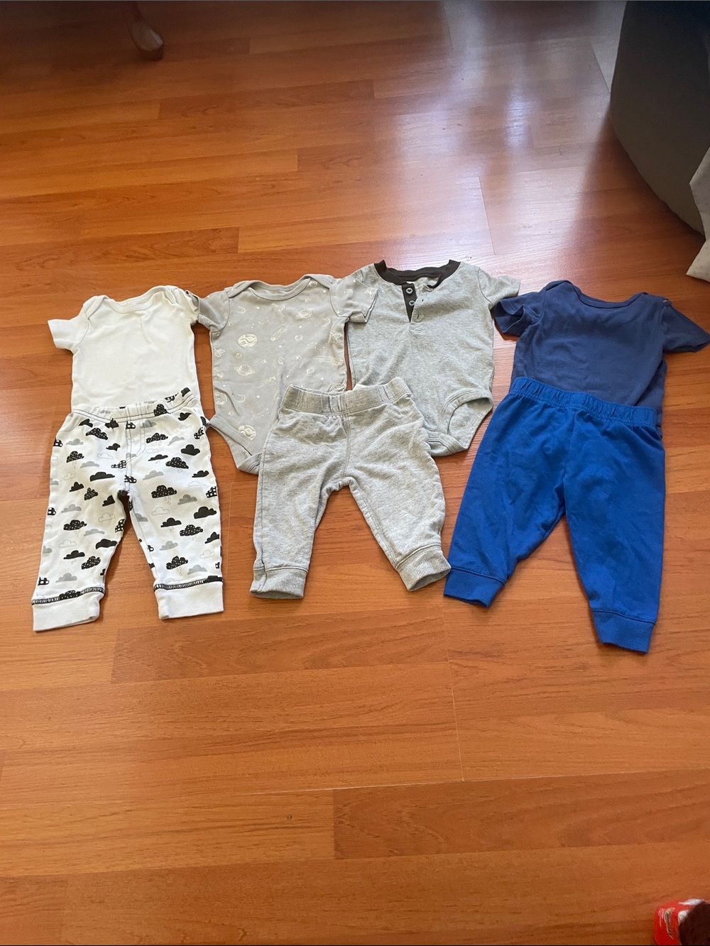 Baby boy bundle 4 One-Pieces and Pants Mix - Gray & Blue Kids Essentials